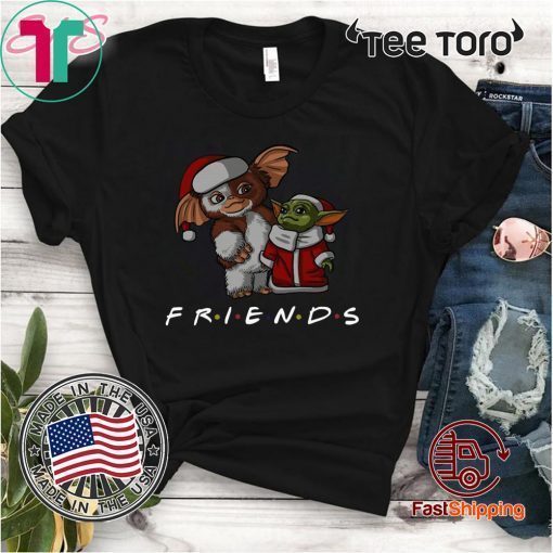 Baby Yoda and Baby Gizmo Santa Friends Christmas tee shirts