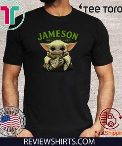 Baby Yoda hug Jameson Irish Whiskey t shirts