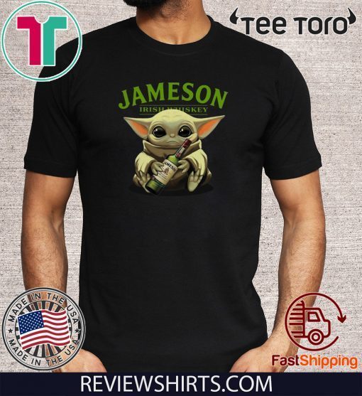 Baby Yoda hug Jameson Irish Whiskey t shirts