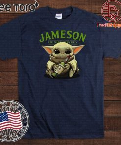 Baby Yoda hug Jameson Irish Whiskey t shirts