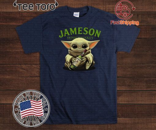 Baby Yoda hug Jameson Irish Whiskey t shirts