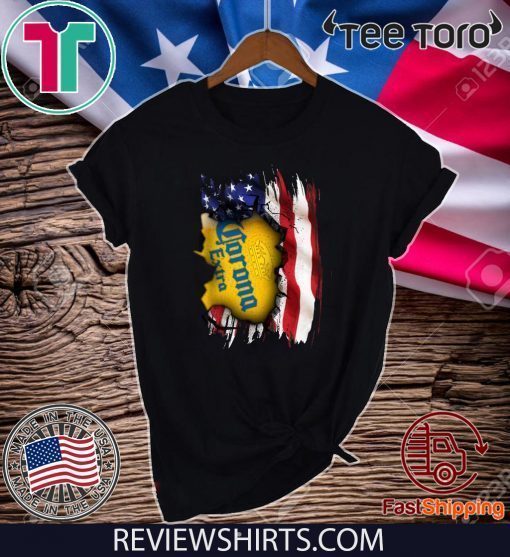 Corona Extra Beer & American Flag For Independence Day T-Shirt