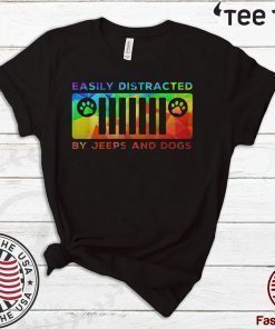 Easily Distracted By Jeep And Dog Offcial T-Shirt