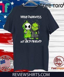 Grinch and Skelington Hello Darkness My Old Friends Offcial T-Shirt