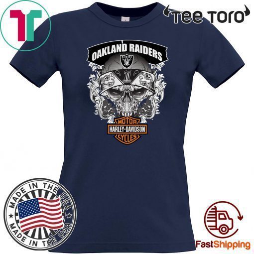 Motorcycles Harley-Davidson and Oakland Raiders Football T Shirt