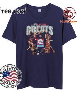 Philadelphia 76ers alltime Greats Players Signatures Tee Shirt