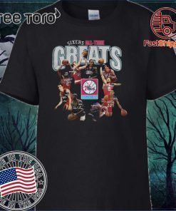 Philadelphia 76ers alltime Greats Players Signatures Tee Shirt