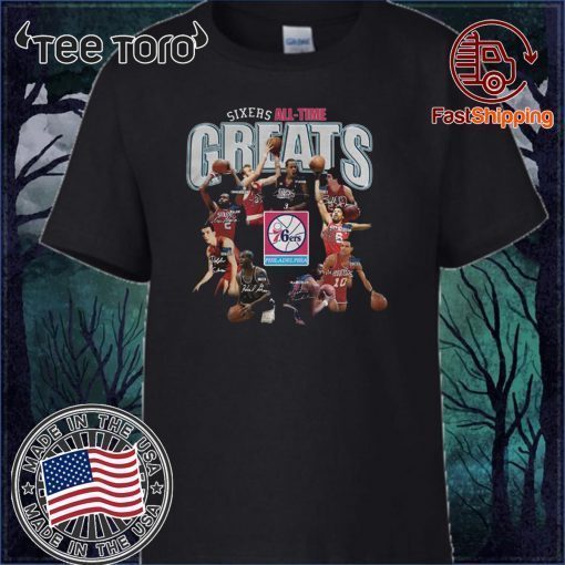 Philadelphia 76ers alltime Greats Players Signatures Tee Shirt