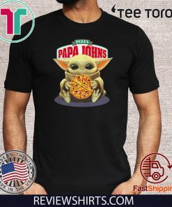 Pizza Papa Johns Baby Yoda hug Offcial T-Shirt