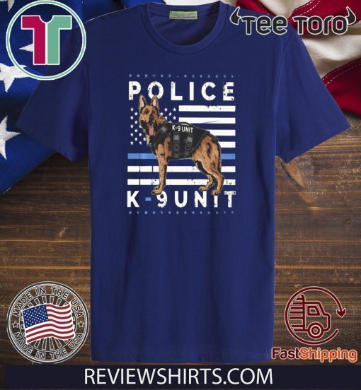 Premium American Flag German Shepherd K-9 Unit Police Thin Blue Line 2020 T-Shirt