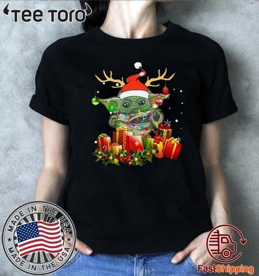 Santa Baby Yoda Reindeer light christmas Shirt T-Shirt