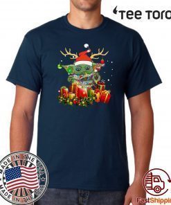 Santa Baby Yoda Reindeer light christmas Shirt T-Shirt