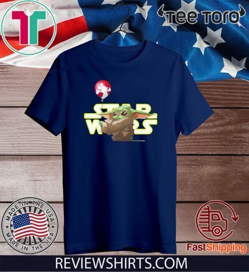 Star Wars Baby Yoda Hand Holding Balloon Mickey Mouse Tee Shirt