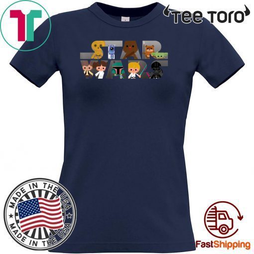 Offcial Star Wars Logo Kawaii Multi Character T-Shirt