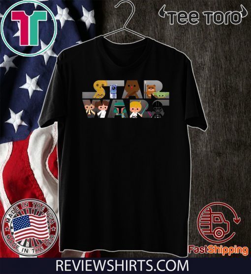 Offcial Star Wars Logo Kawaii Multi Character T-Shirt