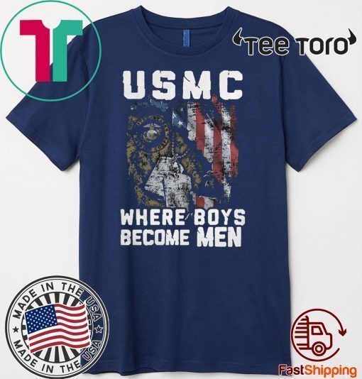 United States Marine Corps Where Boys Become Men American Flag 2020 T-Shirt