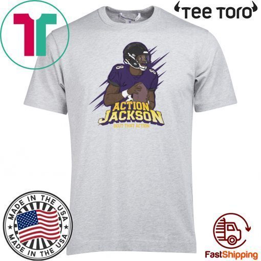 LAMAR JACKSON ACTION JACKSON BOUT THAT ACTION T-SHIRT