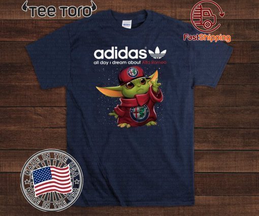 Adidas All Day I Dream About Alfa Romeo Baby Yoda Tee Shirt