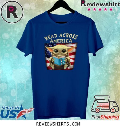 Baby Yoda Read Across America Flag Tee Shirt