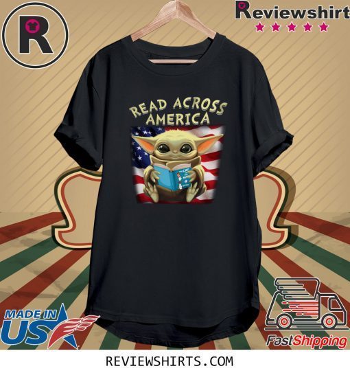 Baby Yoda Read Across America Flag Tee Shirt