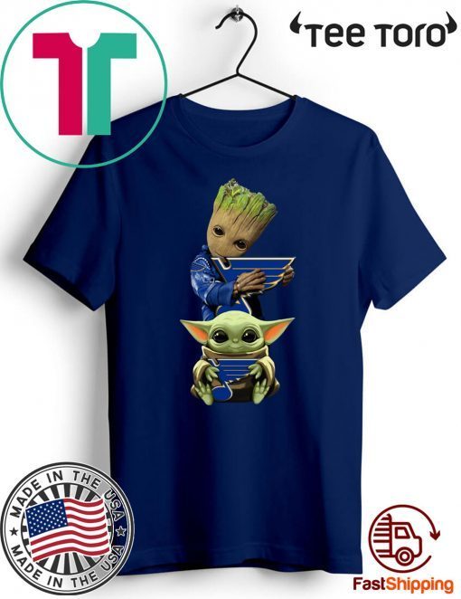 Baby Yoda and Baby Groot hug St. Louis Blues 2020 T-Shirt