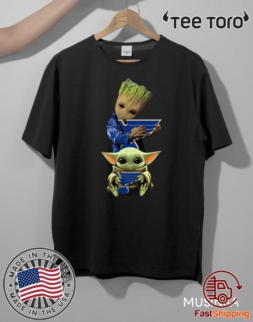 Baby Yoda and Baby Groot hug St. Louis Blues 2020 T-Shirt