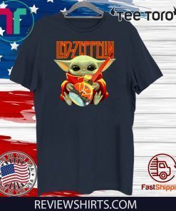 Baby Yoda hug Led Zeppelin guitar Shirt T-Shirt