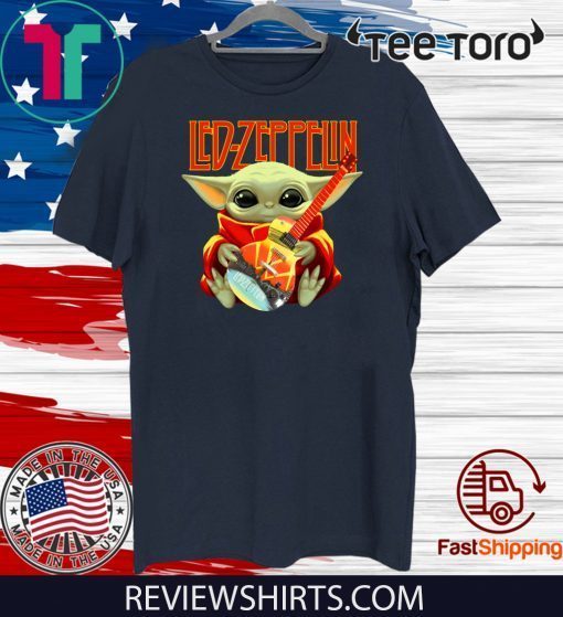 Baby Yoda hug Led Zeppelin guitar Shirt T-Shirt