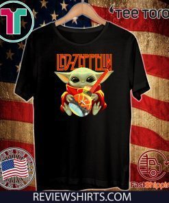 Baby Yoda hug Led Zeppelin guitar Shirt T-Shirt