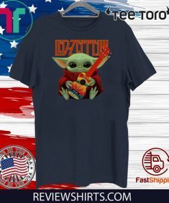 Baby Yoda hug Led-Zeppelin guitar Tee Shirts