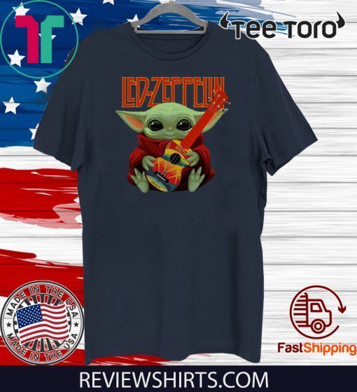 Baby Yoda hug Led-Zeppelin guitar Tee Shirts