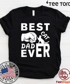 Best Cat Dad Ever Paw Fist Bump Retro Tee Shirt