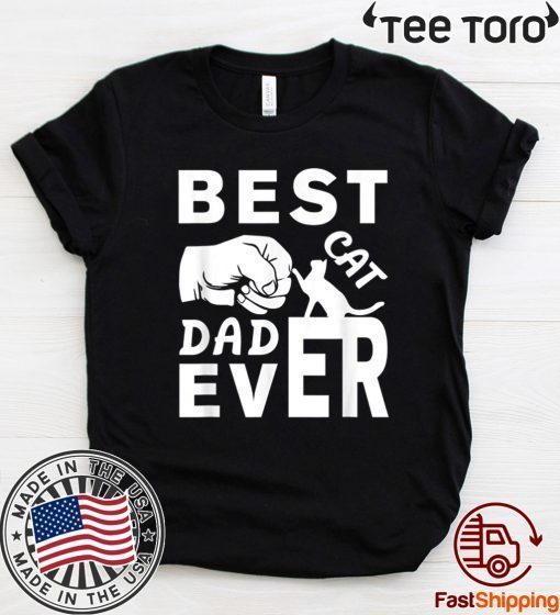 Best Cat Dad Ever Paw Fist Bump Retro Tee Shirt