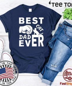 Best Cat Dad Ever Paw Fist Bump Retro Tee Shirt