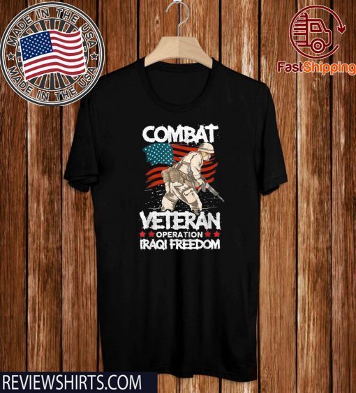 Combat Veteran Iraqi Freedom Military American Flag US T-Shirt