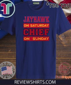 Jayhawk on Saturday Chief on Sunday Kansas City Football Premium Official T-Shirt