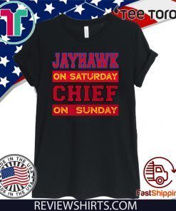 Jayhawk on Saturday Chief on Sunday Kansas City Football Premium Official T-Shirt
