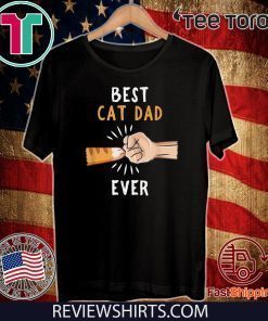 Mens Best Cat Dad Ever T-shirt Paw Fist Bump 2020 T-Shirt
