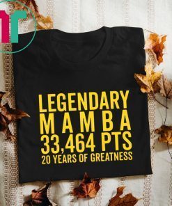 RIP Kobe Bryant Legendary mamba 33464 pts 20 years of greatness T-Shirt