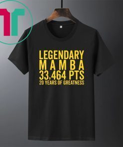 RIP Kobe Bryant Legendary mamba 33464 pts 20 years of greatness T-Shirt