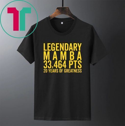 RIP Kobe Bryant Legendary mamba 33464 pts 20 years of greatness T-Shirt