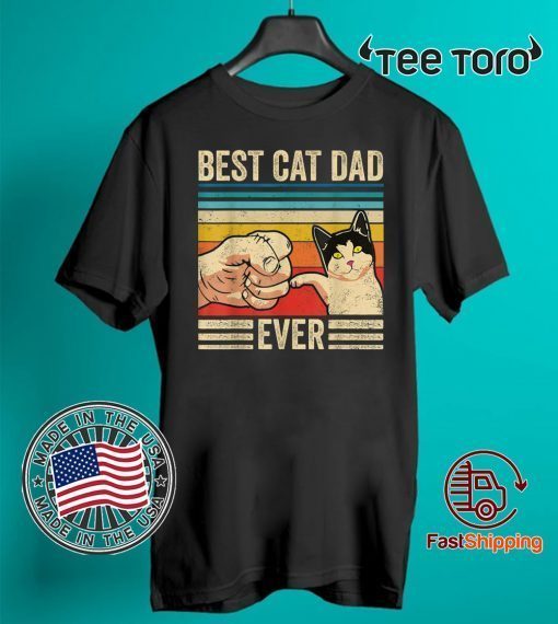 Vintage Best Cat Dad Ever Bump Fit Fathers Day Retro T-Shirt