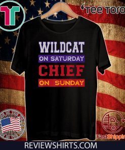 Wildcat on Saturday Chief on Sunday Kansas City Football Official T-Shirt