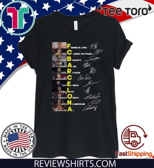 Barcelona Franke De Jong Marc Andre Ter Stegen Sergio Busquets Luis Suarez Gerard Pique Signatures Hot T-Shirt