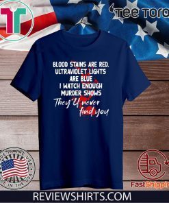 Blood stains are red ultraviolet lights are blue Trending For T-Shirt