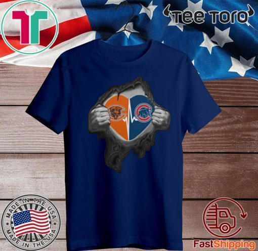 Chicago Bears Inside My Heart Chicago Cubs Official T-Shirt