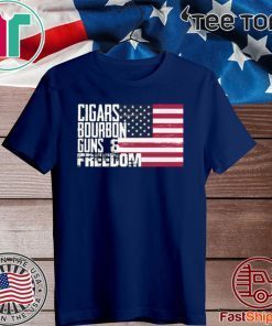 Cigars Bourbon Guns Freedom American Flag T Shirt