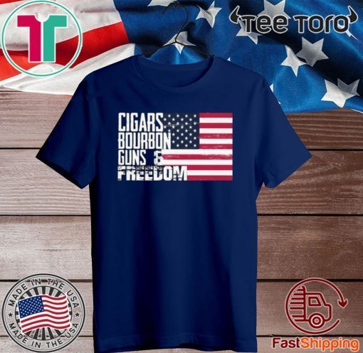 Cigars Bourbon Guns Freedom American Flag T Shirt