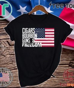 Cigars Bourbon Guns Freedom American Flag T Shirt