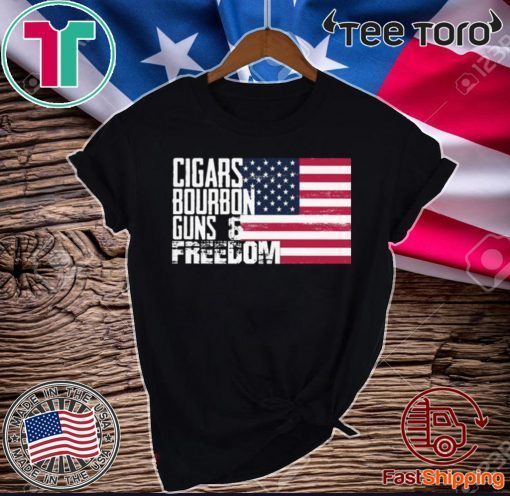 Cigars Bourbon Guns Freedom American Flag T Shirt